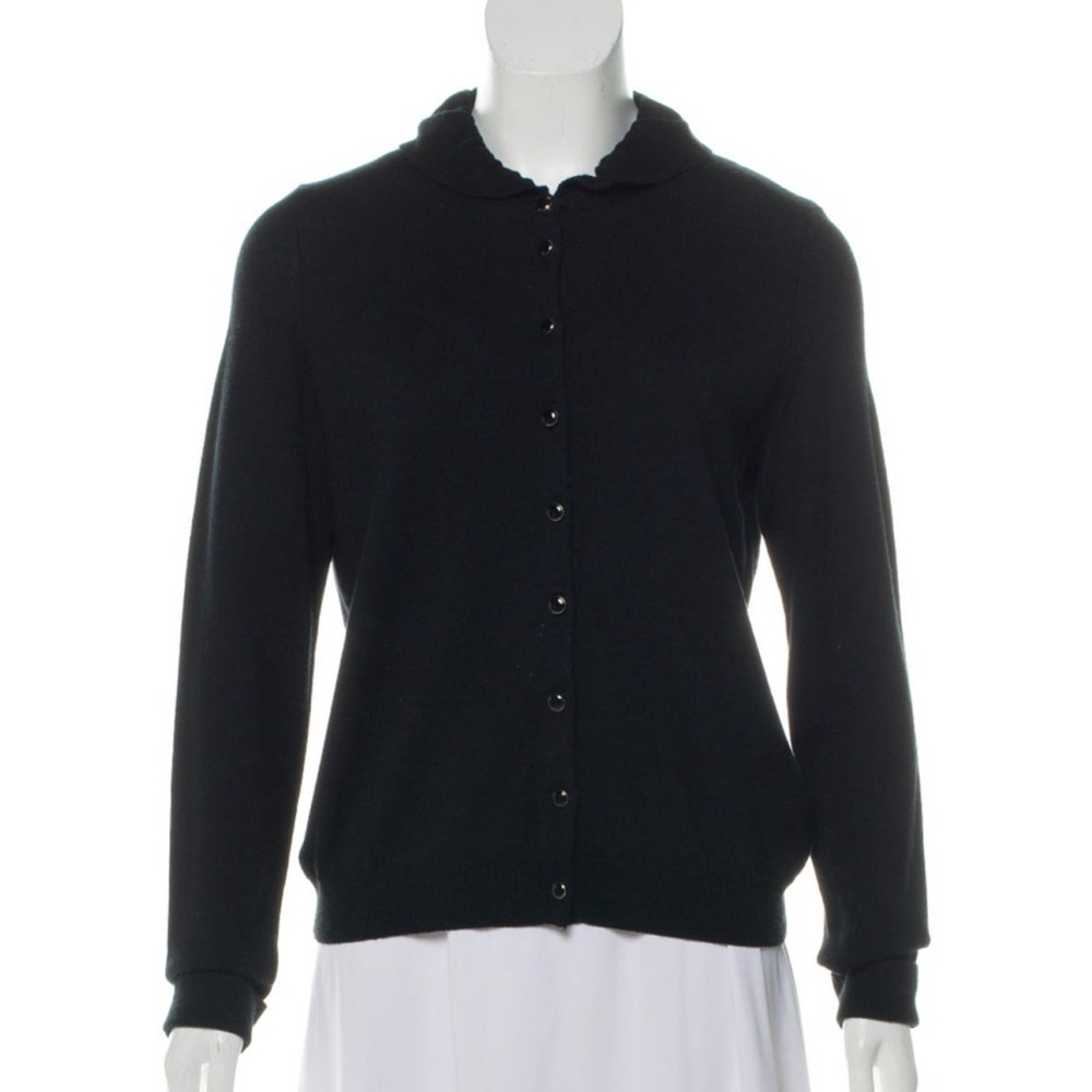 Vanessa Seward merino wool and silk blend round frill collar cardigan